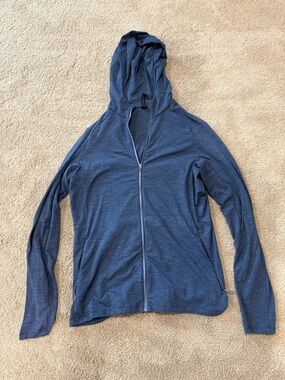 lululemon athletica Men's Blue Full-Zip Hooded Lightweight Jacket